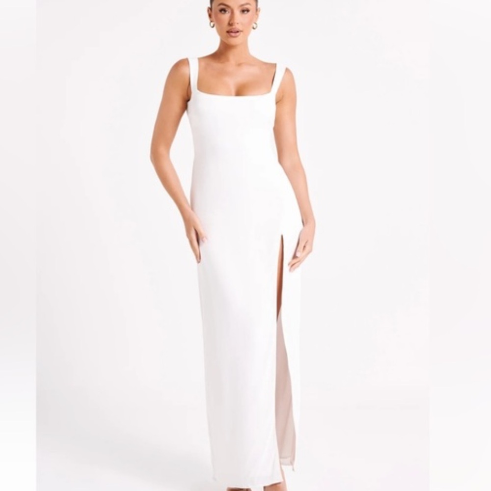 Meshki white slit maxi dress NWT